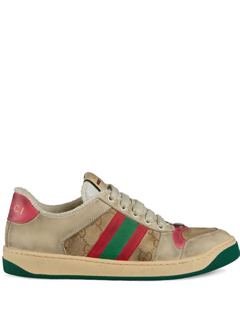 distressed gucci sneakers|Gucci screener sneakers pink.